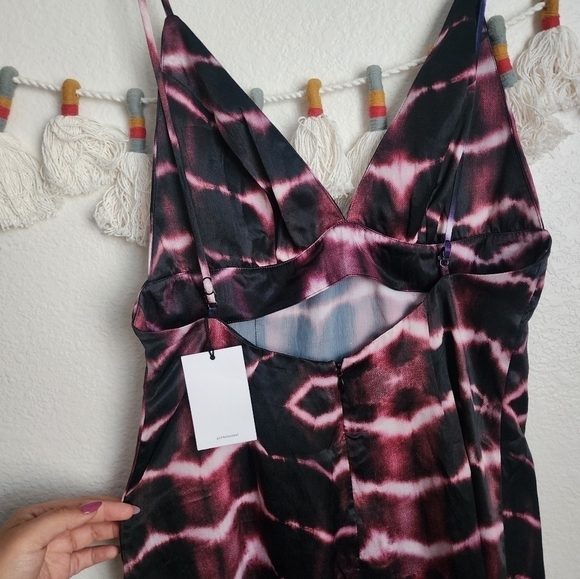 LPA Revolve Lunetta Slip Dress In Heidi Purple Tie Day V-neck Abstract Y2k NWT M - Picture 7 of 11